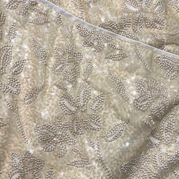 Lauren Ralph Lauren Embroidered Sequins Sleeveless Champagne MaXi Dress NWT 12 - Picture 10 of 15